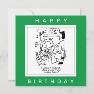 Cartão Fishmonger Canta Sobre Cartoon De Sarda