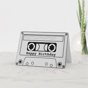 Cartão Fita cassete retrô música de aniversário anos 80