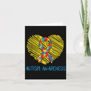 Cartão Fita de conscientização sobre autismo de coração a