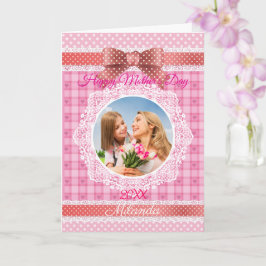 Cartão Fita de Renda Feliz Dia das Mães