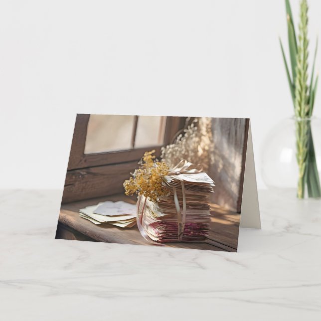 Cartão Fita Em Letras Antigas Por Janela (Frente)