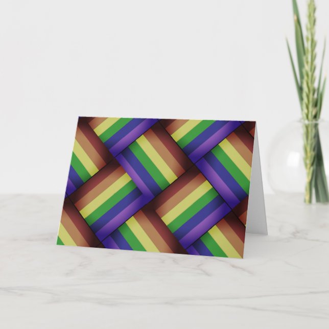 Cartão Fita-Orgulho gay Rainbow Ribbon, LGBT, entrelaçada (Frente)