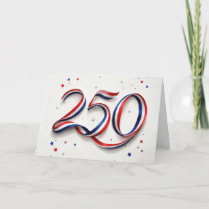 Cartão Fita Patriótica e Estrelas do 250º Aniversário dos