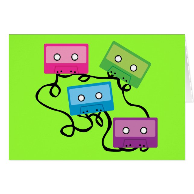 Cartão Fitas de Cassete Coloridas (Frente Horizontal)