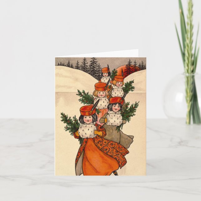 Cartão Five Girls With Furry Muffs - Florence Hardy (Frente)