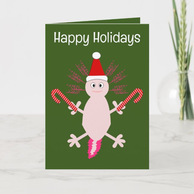 Cartão Fixe de Natal Axolotl Personalizado (Frente)