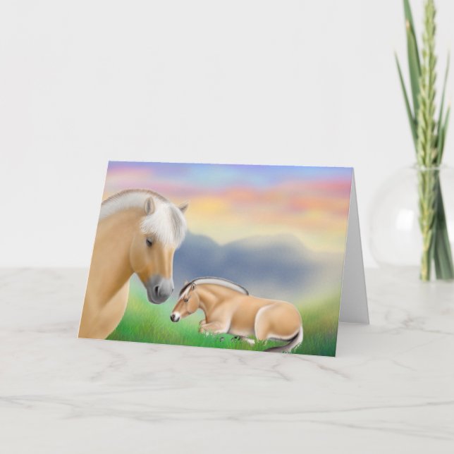 Cartão Fjord Horses at Rest Greeting Card (Frente)