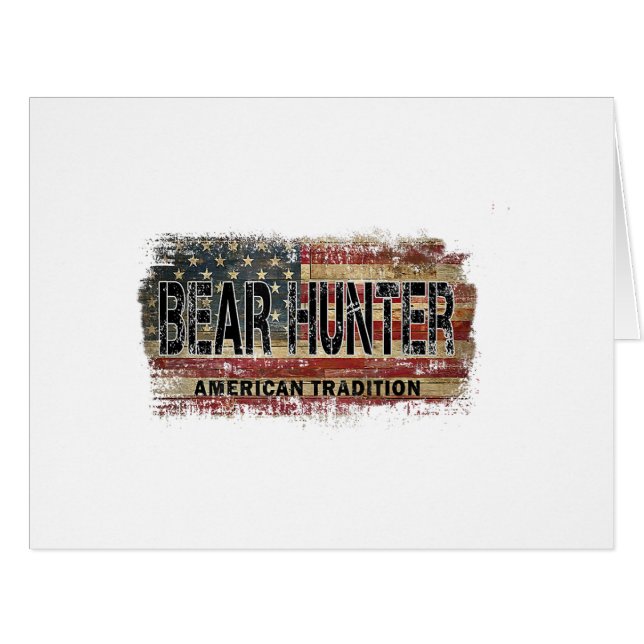 Cartão Flag Bear Hunter americano (Frente horizontal)