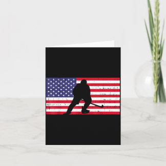Cartão Flag ice hockey player vintage patriotic men women