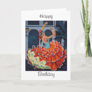 Cartão Flamenco Dancer Happy Birthday Card