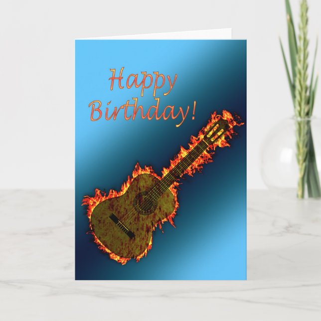 Cartão Flaming guitar birthday card (Frente)