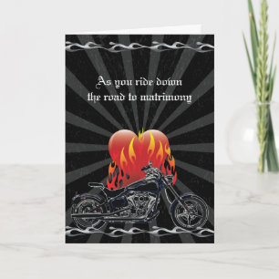 Cartão Flaming Love Biker Wedding