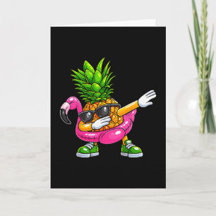 Cartão Flamingo Aloha Havaí Tropical Abacaxi Dabbing V