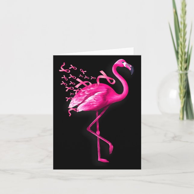 Cartão Flamingo ave rosa conscientização sobre o cancro d (Frente)