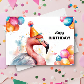 Cartão Flamingo Balloons e Partido Horrível