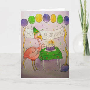 Cartão Flamingo Bird Happy Birthday Paper Greeting Card