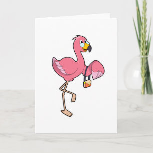 Cartão Flamingo com bolsa