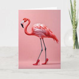 Cartão Flamingo Com Calçados Vermelhos
