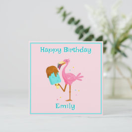 Cartão Flamingo com gelo Lolly