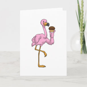 Cartão Flamingo com Muffin