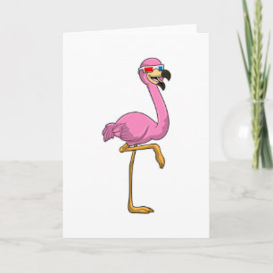 Cartão Flamingo com Óculos