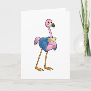 Cartão Flamingo como Secretário com Notepad