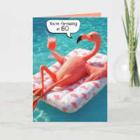 Flamingo de Aniversário de 80 Anos Flutuando em um