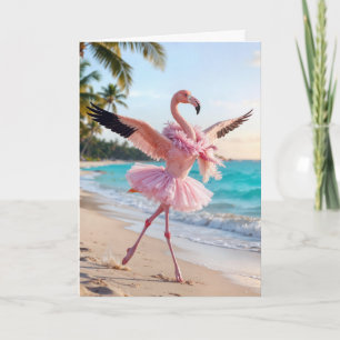 Cartão Flamingo de Aniversário em Tutu Rosa