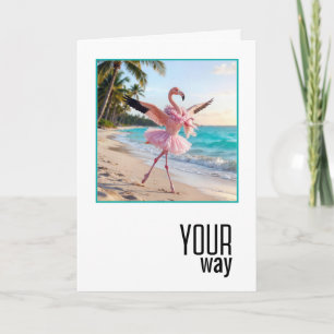 Cartão Flamingo de Aniversário Vestindo Tutu Rosa