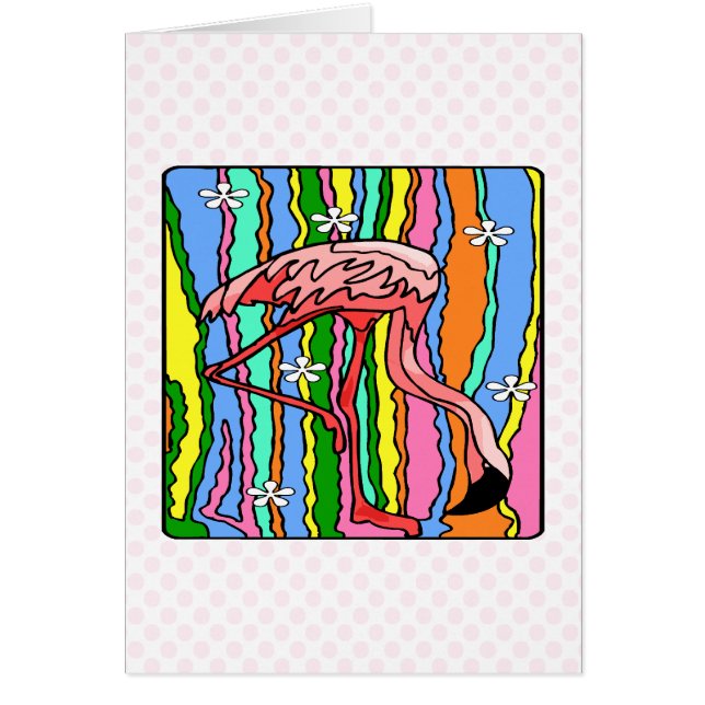 Cartão Flamingo de Flower power (Frente)