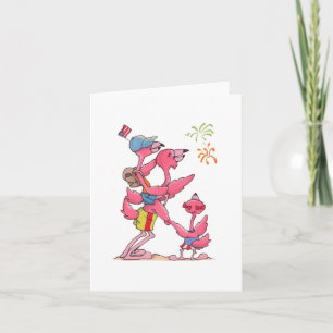 Cartão Flamingo Family July 4th Notecard