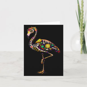 Cartão Flamingo Feminino Crânio de Açúcar Mexicano Calave