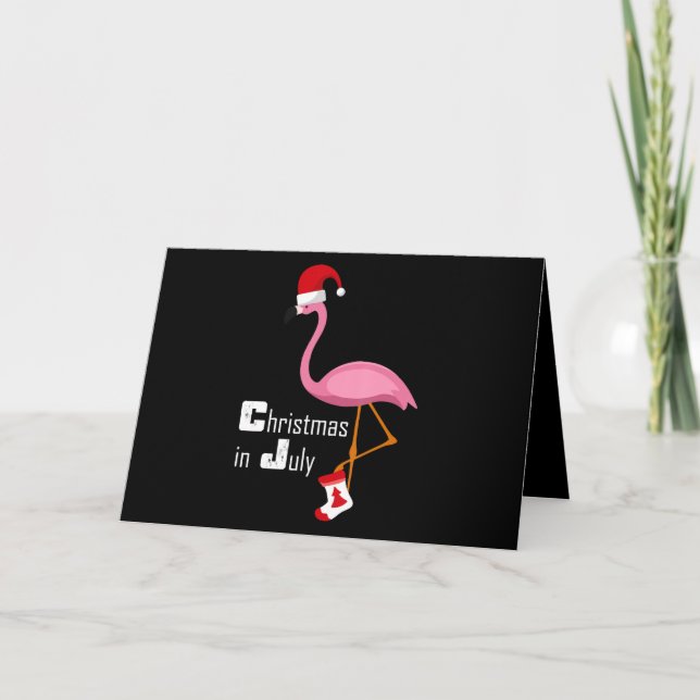 Cartão Flamingo | Festa Divertida de Natal de Flamingo em (Frente)