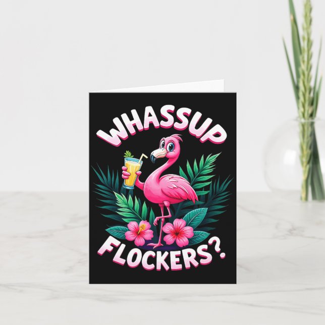 Cartão Flamingo Humor Quote Flamingo Lover Whup Flockers  (Frente)