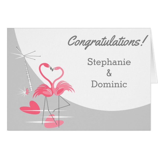 Cartão Flamingo Love Moon Nomes Texto (Frente Horizontal)