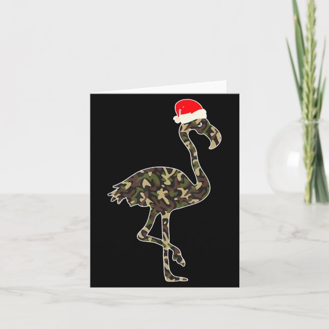 Cartão Flamingo Lover Christmas Santa Hat Camouflage Illu (Frente)