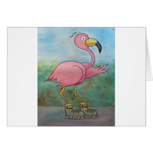 Cartão Flamingo lunático do Blading do rolo da patinagem