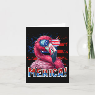 Cartão Flamingo Merica Bandeira Americana 4 De Julho Cria
