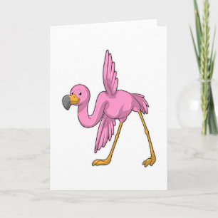 Cartão Flamingo no exercício de alongamento de yoga