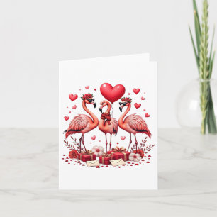 Cartão Flamingo Rosa Animal Coração Feliz Valenti Dia dos