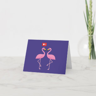 Cartão Flamingo Rosa Fofo Como Coração Pastel Adicionar