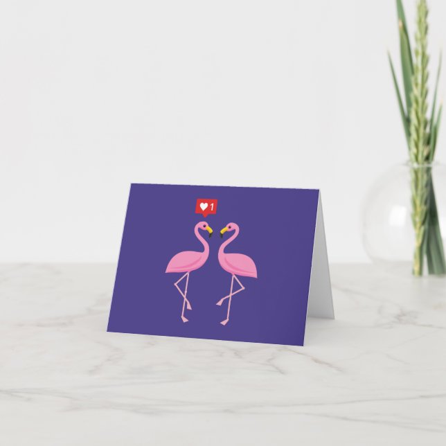 Cartão Flamingo Rosa Fofo Como Coração Pastel | Adicionar (Frente)