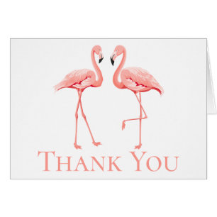 Cartão Flamingo Rosa Obrigado Praia do Casamento Tropical