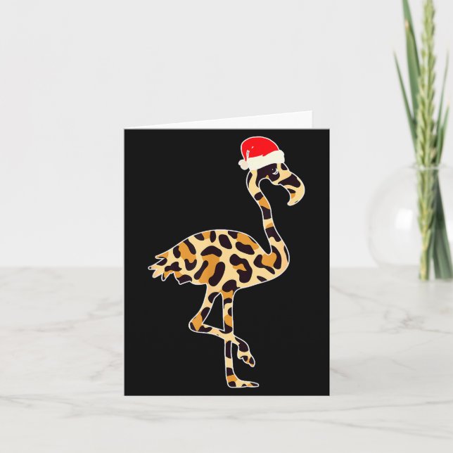 Cartão Flamingo Santa Hat Family Matching Christmas Leopa (Frente)