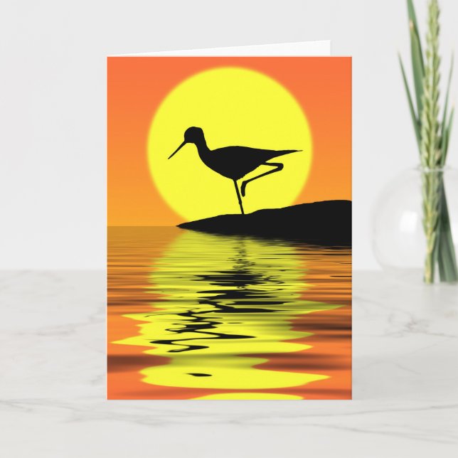 Cartão Flamingo Sunset Greeting Card (Frente)