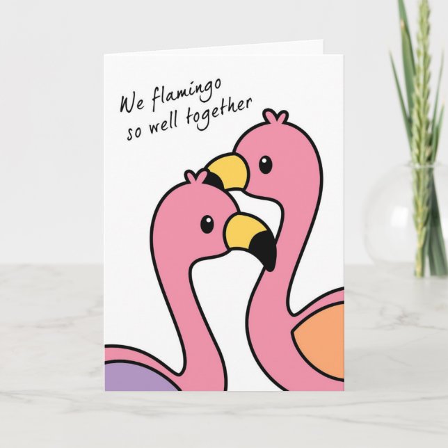 Cartão Flamingo Tão Bem Aniversário/Cartão De Amor (Frente)