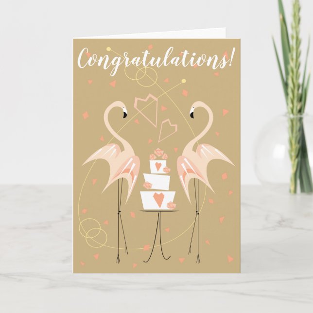 Cartão Flamingo Wedding Congratulations (Frente)