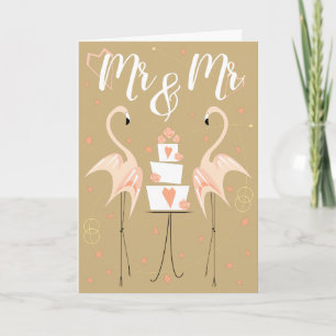 Cartão Flamingo Wedding Mr & Mr Text