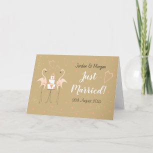 Cartão Flamingo Wedings Recem casados Data paisagem