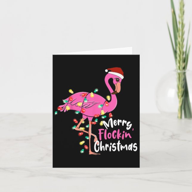 Cartão Flamingo Xmas de feliz (Frente)